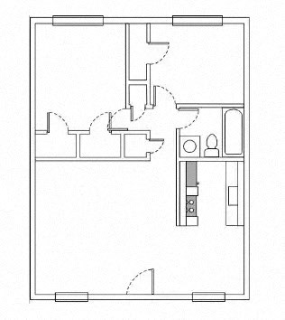 Floor plan for 2 beds, 1 bath, 820 sqft